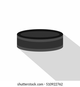 Hockey puck icon. Flat illustration of hockey puck vector icon for web design