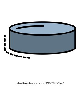 Hockey puck icon. Outline hockey puck vector icon color flat isolated on white