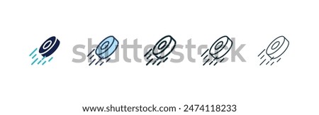 Hockey puck icon set. rubber hockey puck vector symbol in black filled and outlined style.