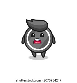 hockey puck illustration with apologizing expression, saying I am sorry , cute style design for t shirt, sticker, logo element