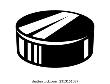 Hockey puck illustration. Sport club item or symbol. Healthy lifestyle object.