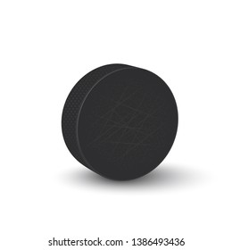 Hockey puck isolated on white background. Vector illustration