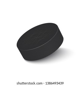Hockey puck isolated on white background. Vector illustration