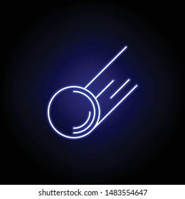 hockey puck line icon in neon style. Element of winter sport illustration. Signs and symbols icon can be used for web, logo, mobile app, UI, UX