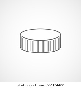 Hockey Puck Line Icon On White Background 