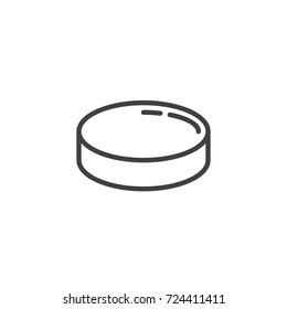 Hockey puck line icon, outline vector sign, linear style pictogram isolated on white. Symbol, logo illustration. Editable stroke