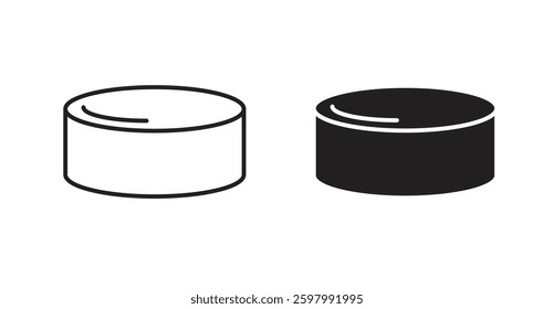Hockey puck line icon vector set.