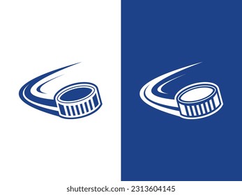 Hockey puck logo design icon vector