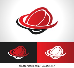 Hockey puck logo icon with swoosh graphic element