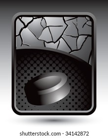 hockey puck on cracked halftone template