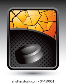 hockey puck on cracked halftone template