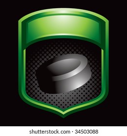 hockey puck on glossy display crest