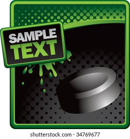 hockey puck on grunge style splat background