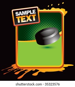 hockey puck on grunge style splat background