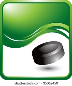 hockey puck on modern style wave background