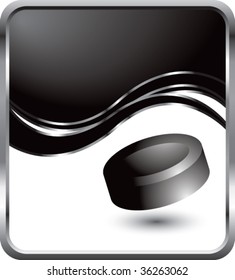 hockey puck on modern style wave background