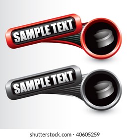hockey puck on modern style tilted banners