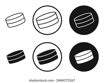 Hockey puck outlined icon vector collection.