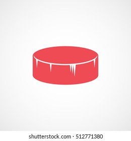 Hockey Puck Red Flat Icon On White Background