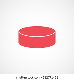 Hockey Puck Red Flat Icon On White Background