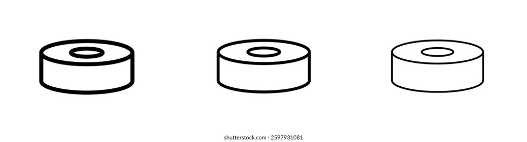 Hockey puck thin line vector icon set.