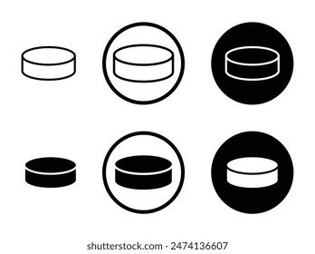 Hockey puck vector icon set. Rubber hockey puck vector icon suitable for apps and websites UI designs.