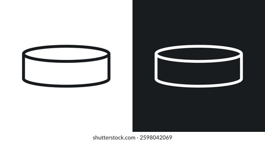 Hockey puck vector icon set in black and white color.