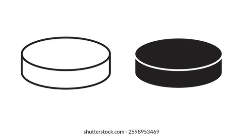 Hockey puck vector line icon illustration collection.