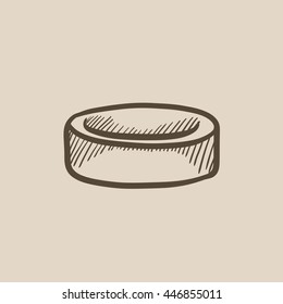 Hockey puck vector sketch icon isolated on background. Hand drawn Hockey puck icon. Hockey puck sketch icon for infographic, website or app.