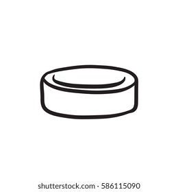 Hockey puck vector sketch icon isolated on background. Hand drawn Hockey puck icon. Hockey puck sketch icon for infographic, website or app.