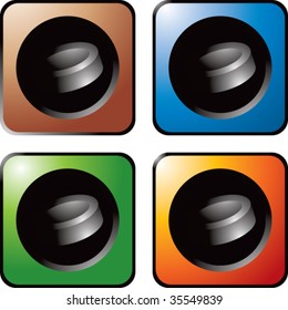 hockey pucks on four glossy diamond web button
