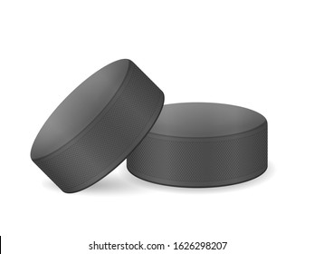 Hockey pucks on a white background. Vector illustration.