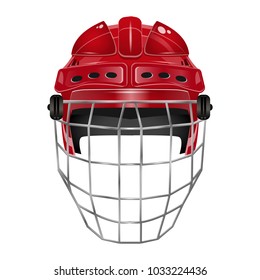 Hockey red helmet on white eps 10 illustration