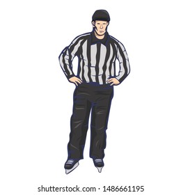 Hockey referee Isolated on a white background. Vector graphics.