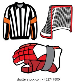 Hockey Referee shirt, Goal and Glove Symbols
