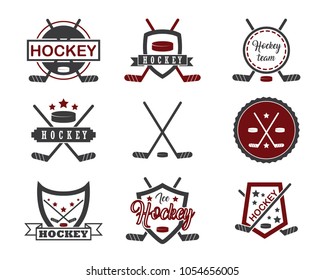 hockey retro badge design illustration,vintage design style, designed for apparel and logo