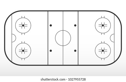 Hockey rink markup. Outline of lines on an ice hockey rink. Vector illustration.