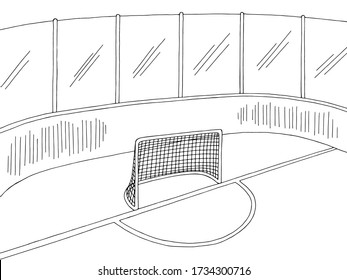 Hockey rink stadium sport graphic black white sketch illustration vector