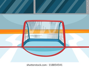 Hockey Rink. Vector Cartoon Background. EPS 10.