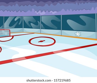 Hockey Rink. Vector Cartoon Background. EPS 10.