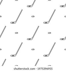 Hockey seamless pattern isolated on white background.