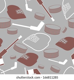 Hockey seamless vector background.