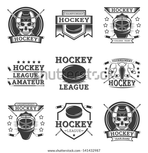 Hockey Set Vector Emblems Labels Badges Stock Vector (royalty Free 