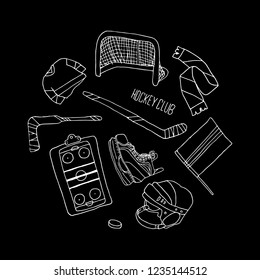 Hockey set vector illustration
