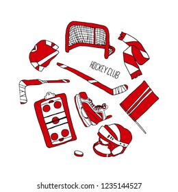 Hockey set vector illustration