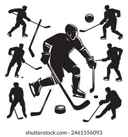 Hockey silhouette black vector flat illustration.
