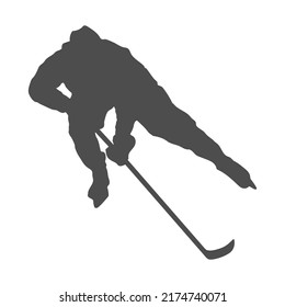 Hockey. Silhouette of a hockey player with a stick. Vector illustration for websites, applications and creative design. Flat style