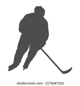 Hockey. Silhouette of a hockey player with a stick. Vector illustration for websites, applications and creative design. Flat style