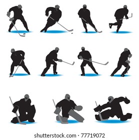 Hockey Silhouettes. Vector illustration