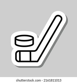 Hockey simple icon vector. Flat design. Sticker with shadow on gray background.ai